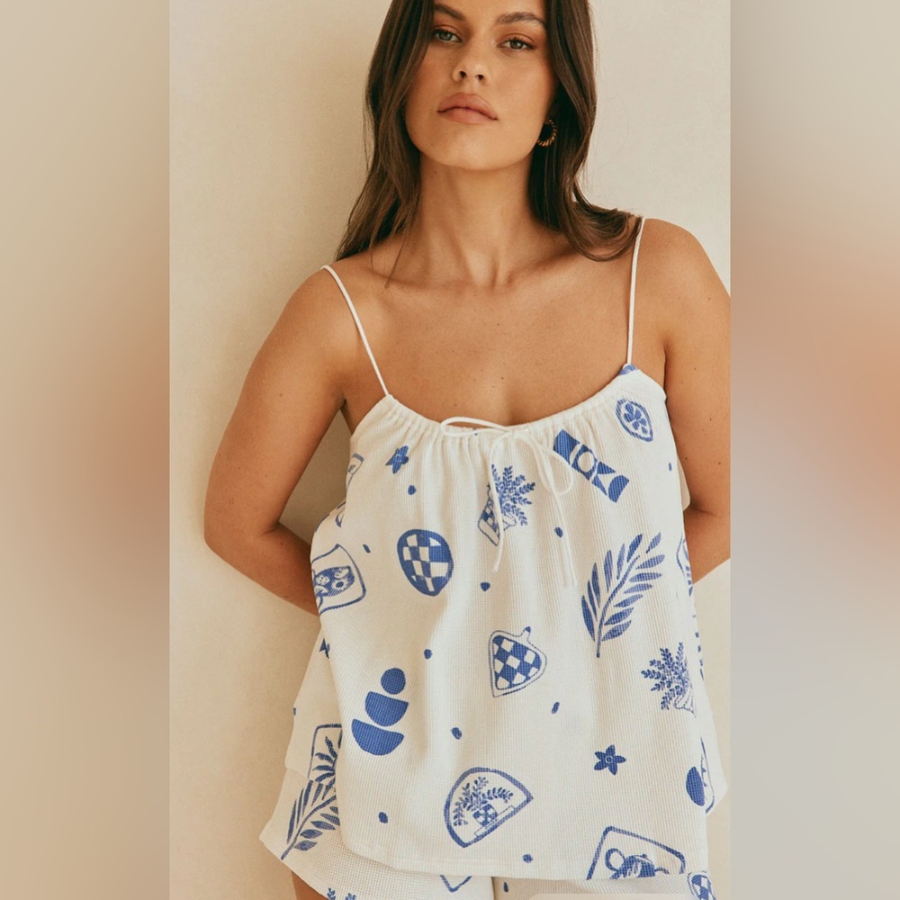 NWT‎ SABO Jetta Top in Artefacts Blue Size M